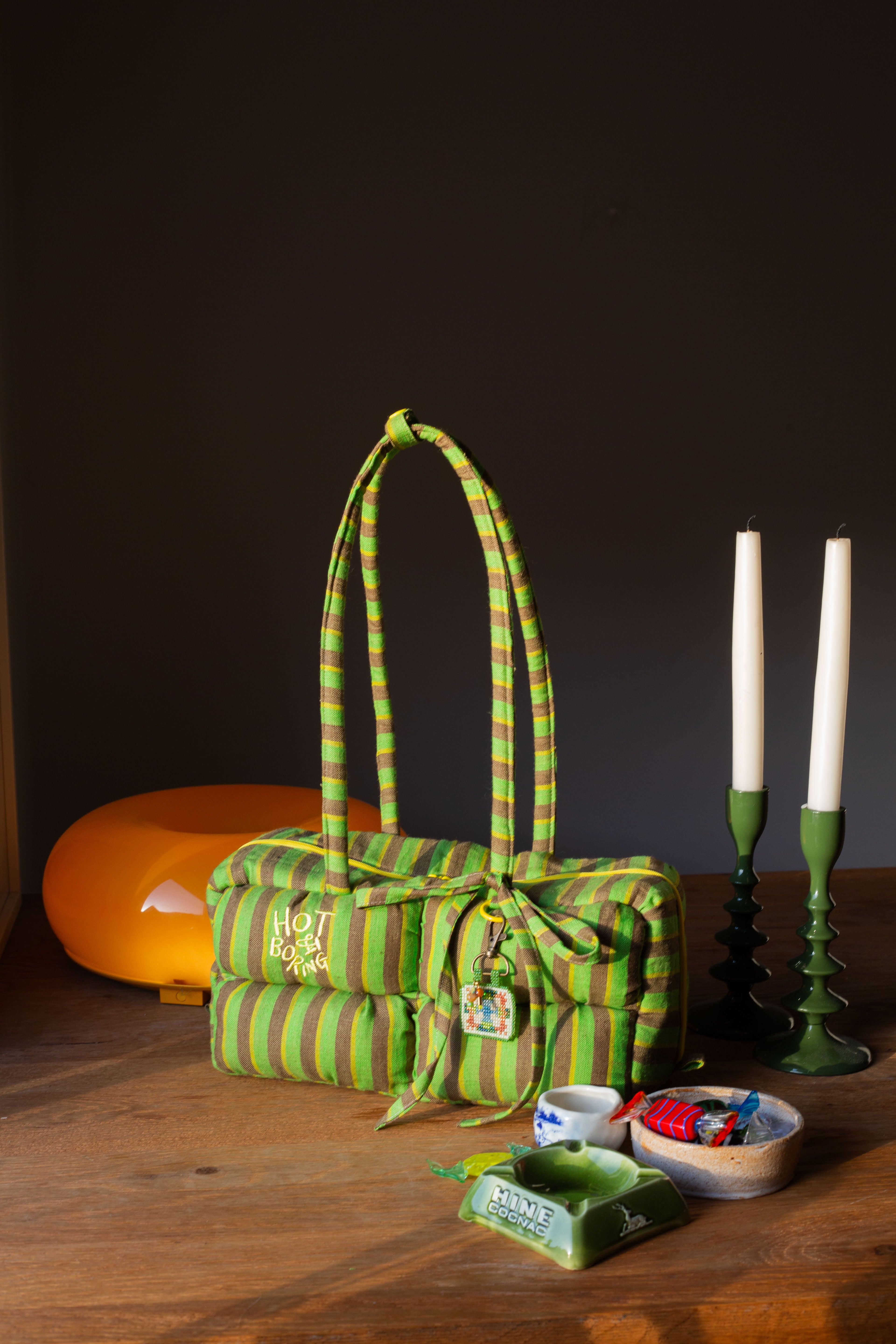 Green and Brown Linen Stripe