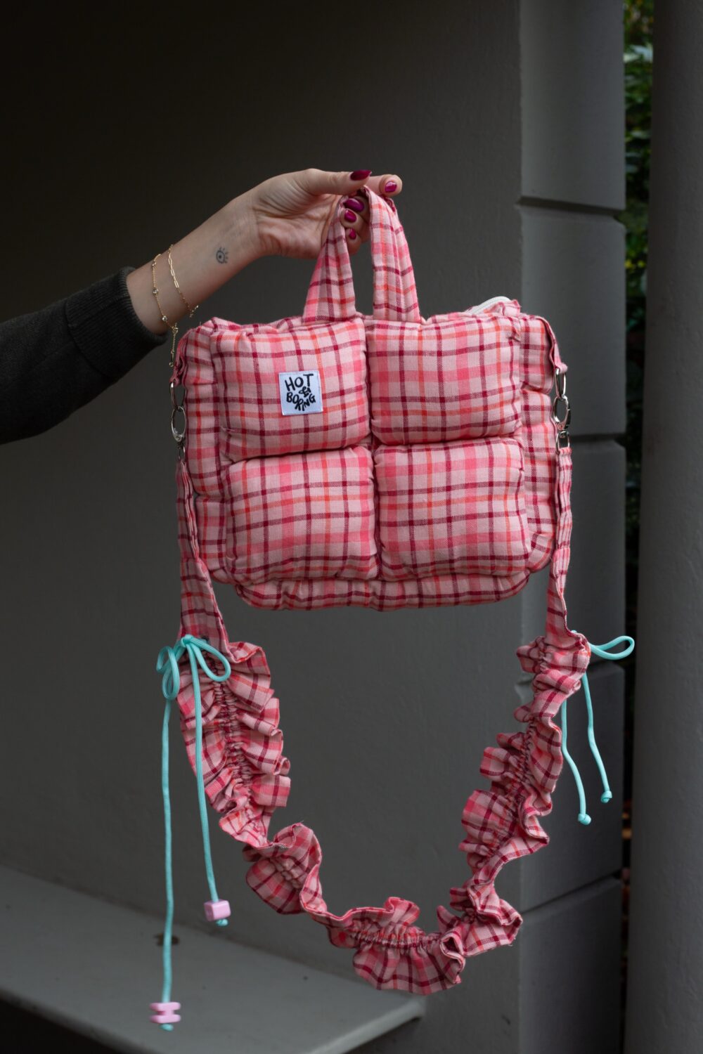 Pink Wafer Mini Puffer Bag