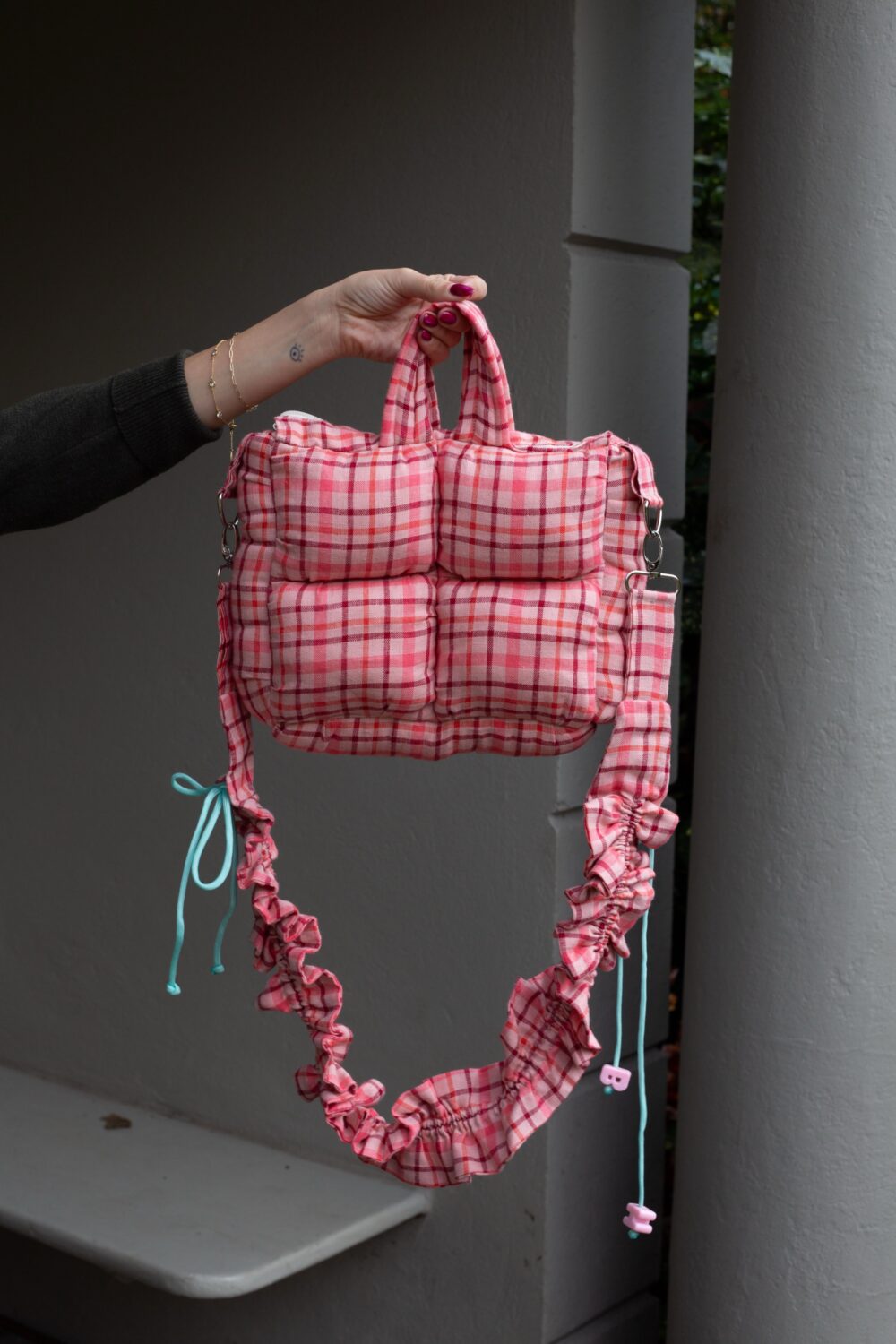 Pink Wafer Mini Puffer Bag