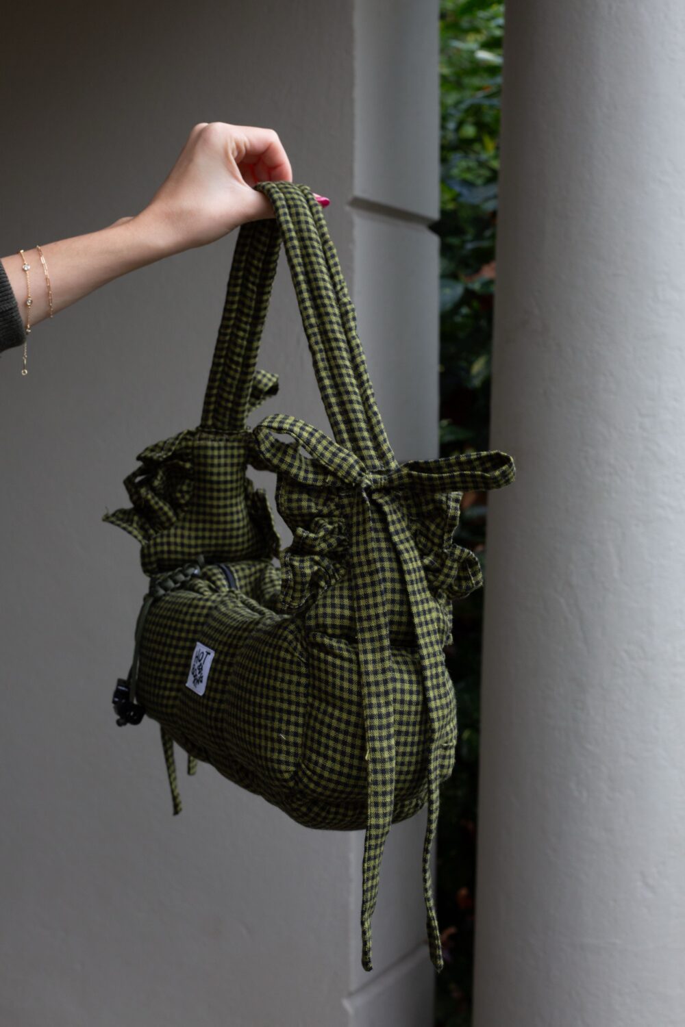 Stuffed Olive Baguette Puffer Bag