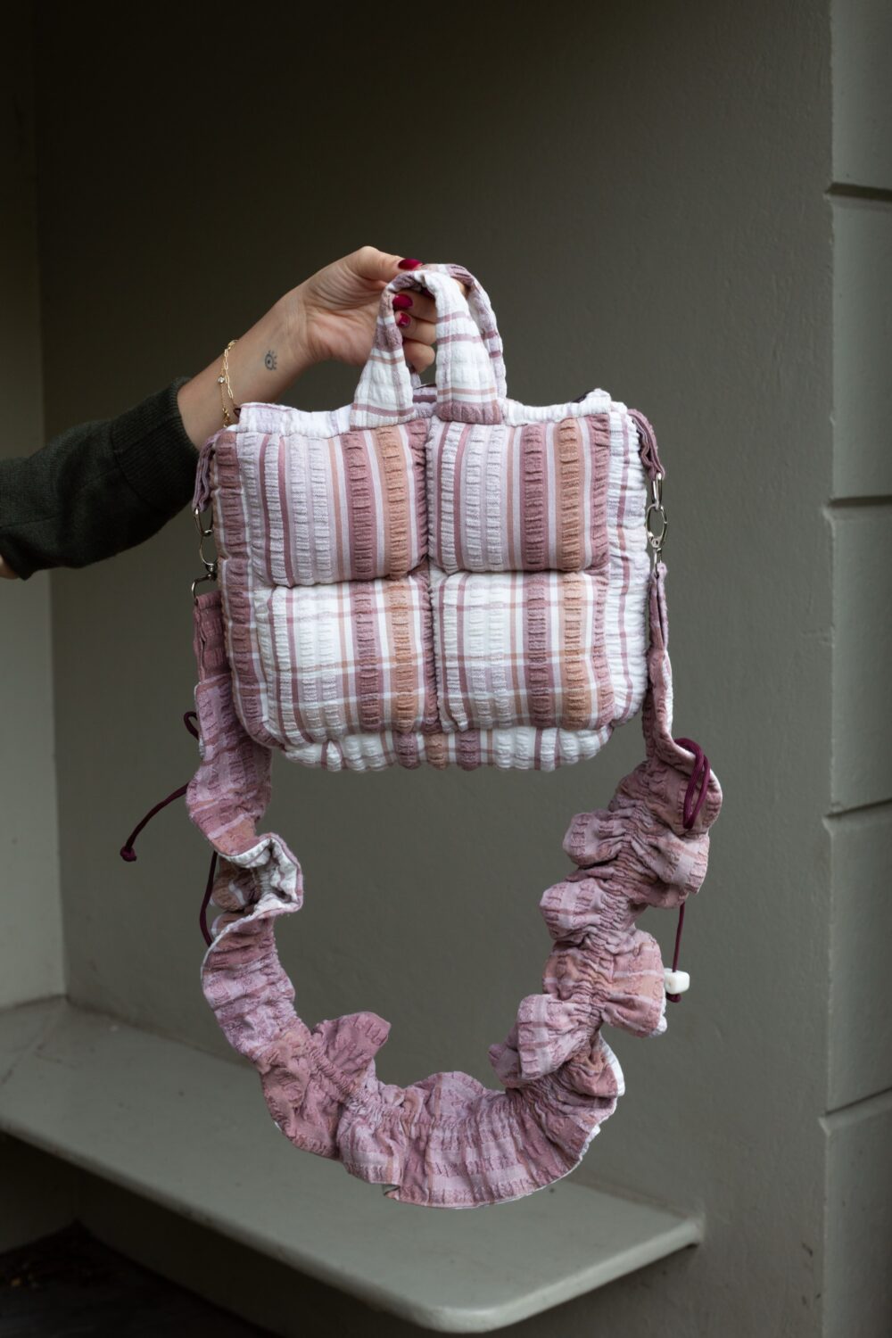 Flat White Mini Puffer Bag