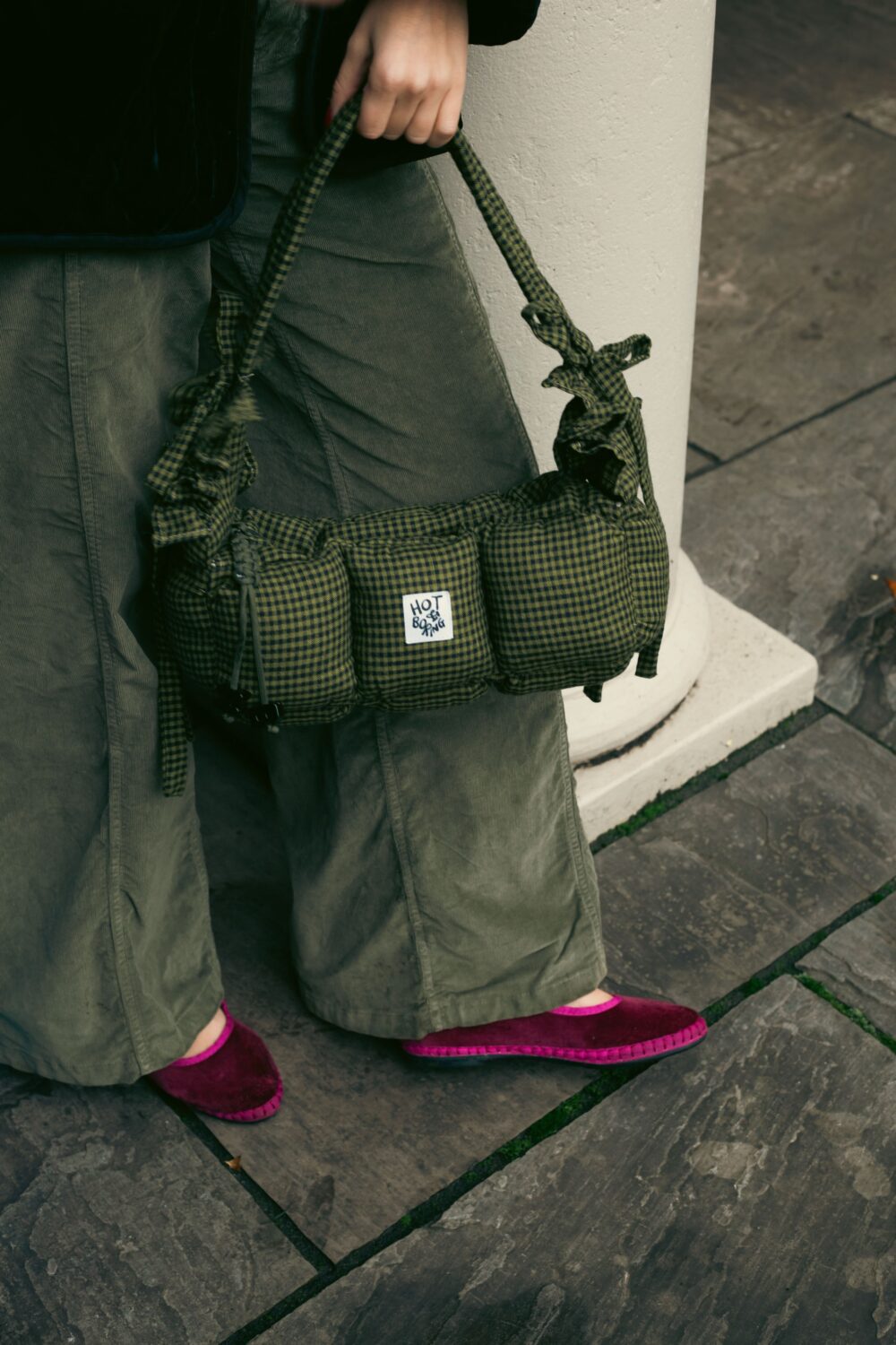 Stuffed Olive Baguette Puffer Bag