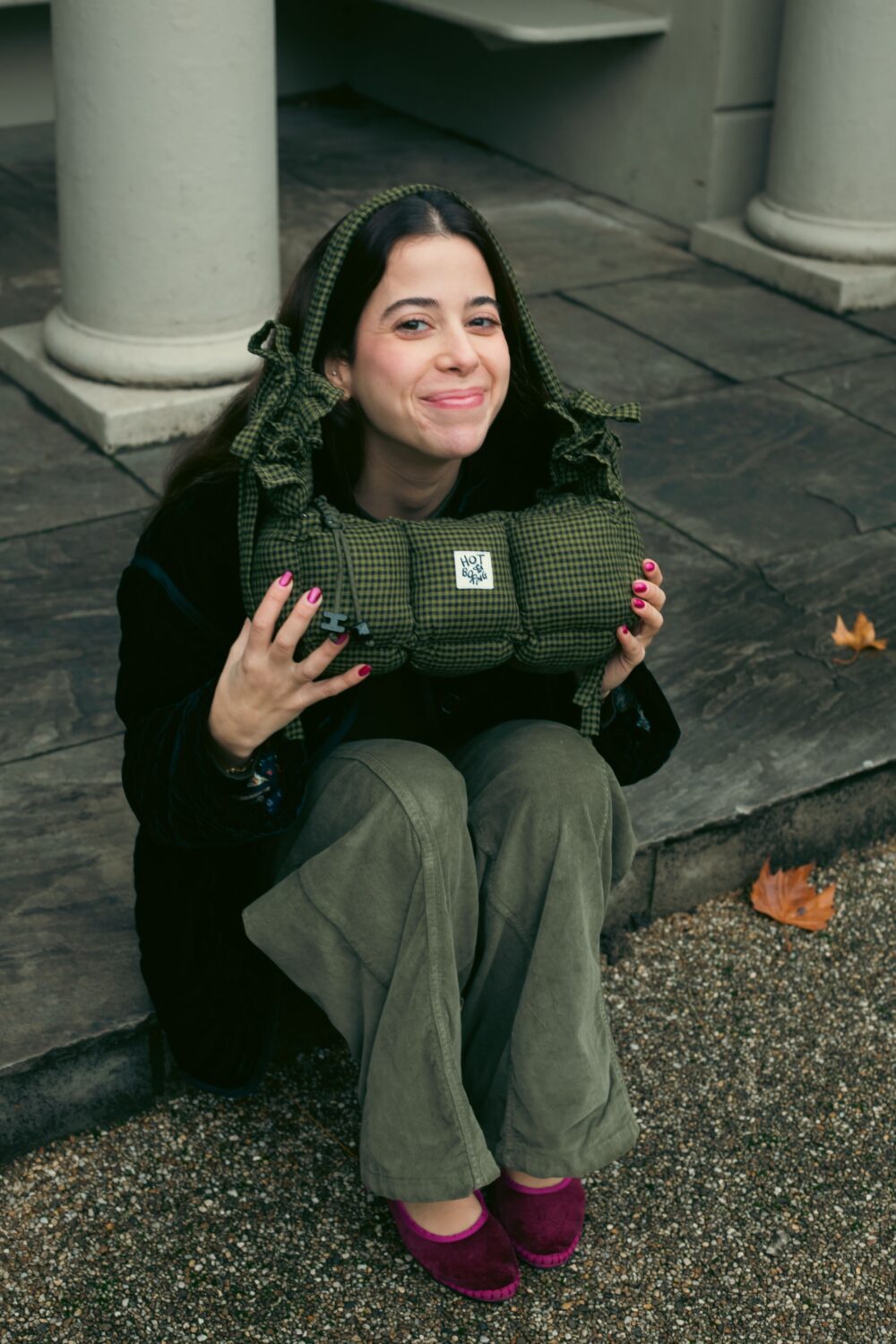 Stuffed Olive Baguette Puffer Bag