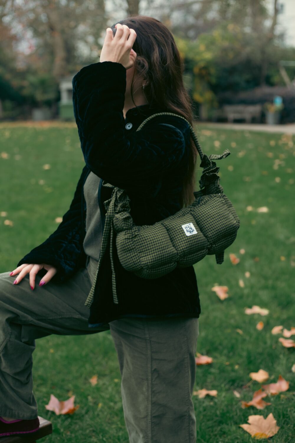 Stuffed Olive Baguette Puffer Bag