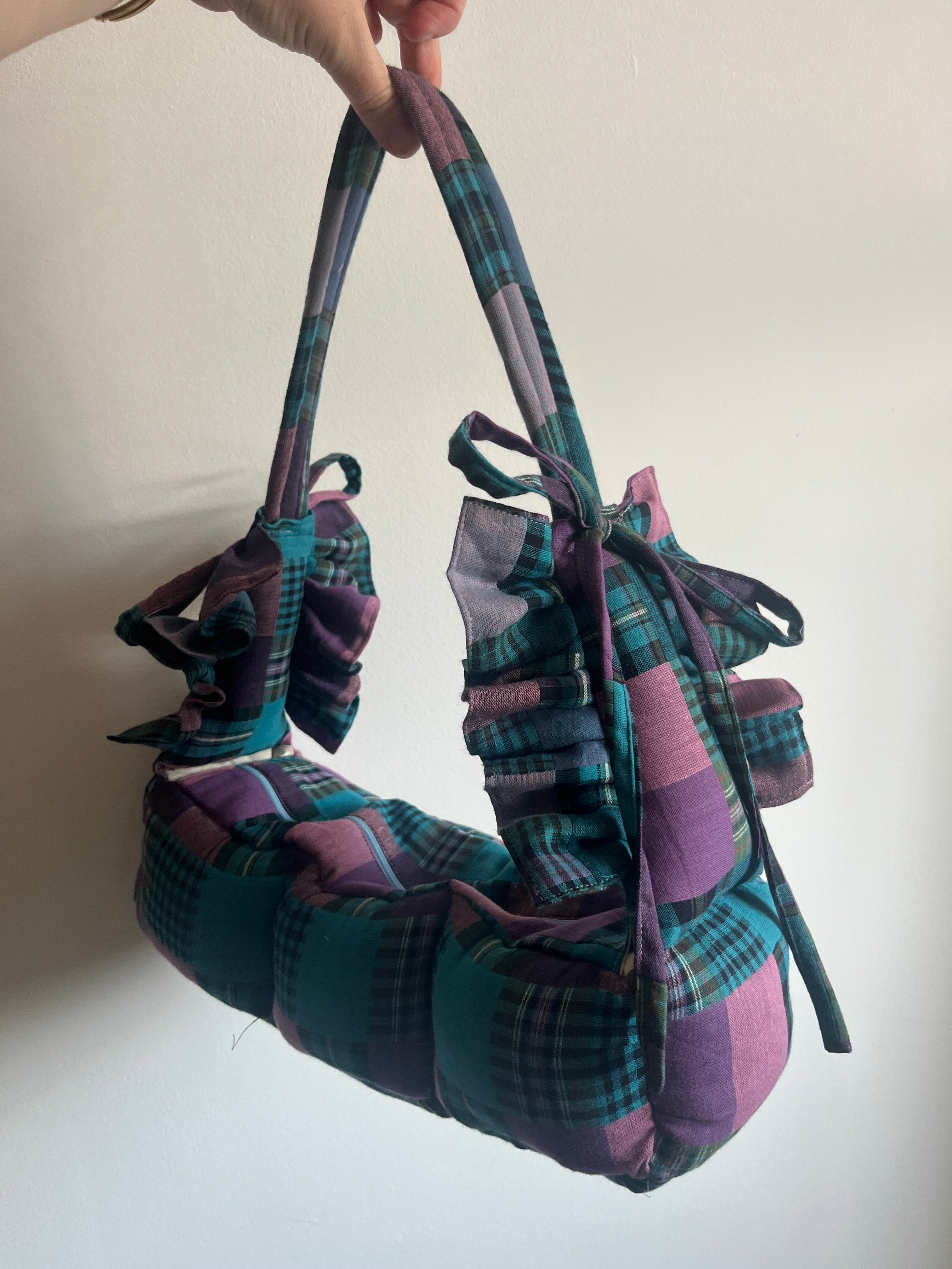 Check Pink/Blue Patch Baguette
