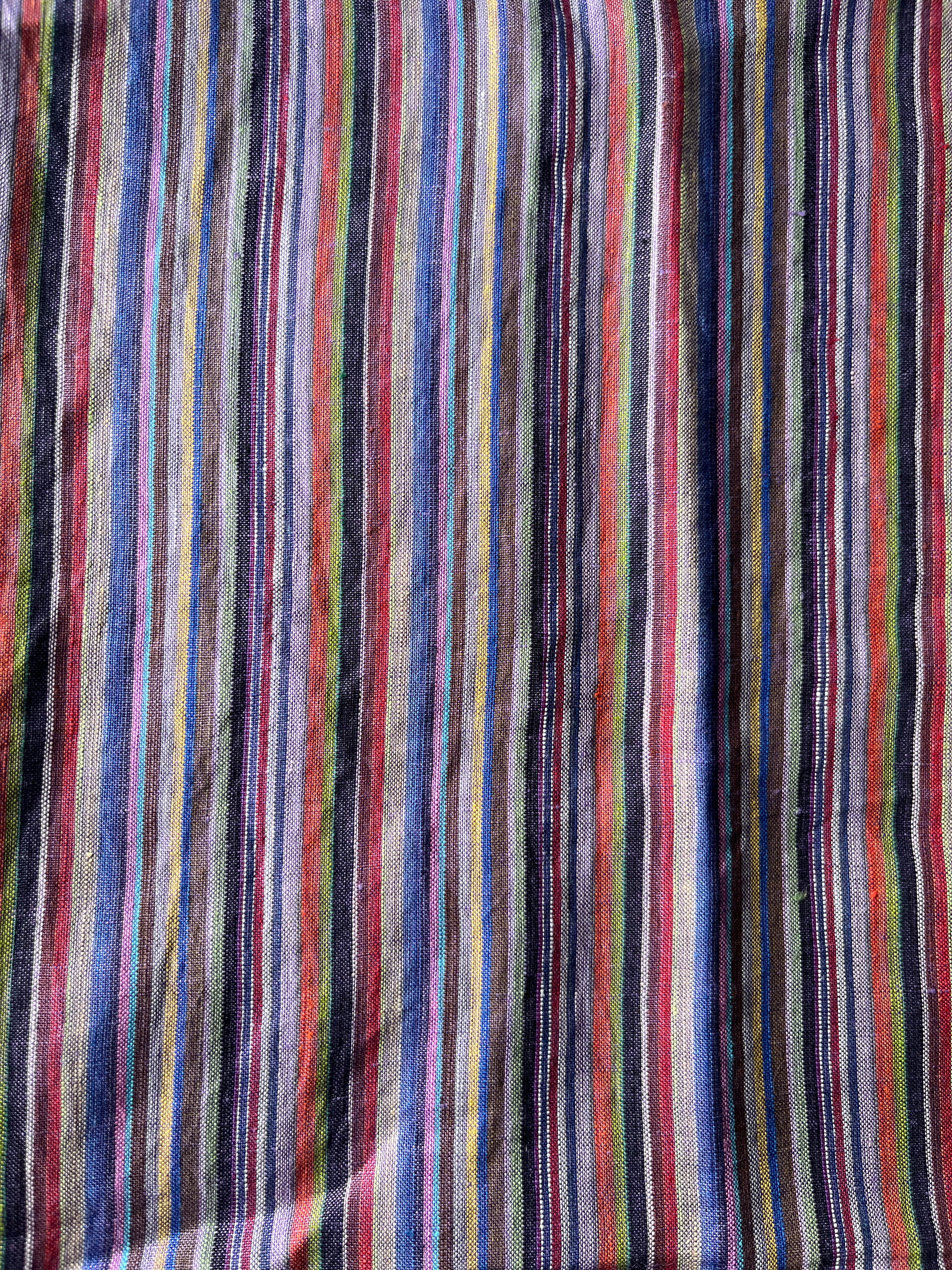 Multicoloured Linen Stripe - purple
