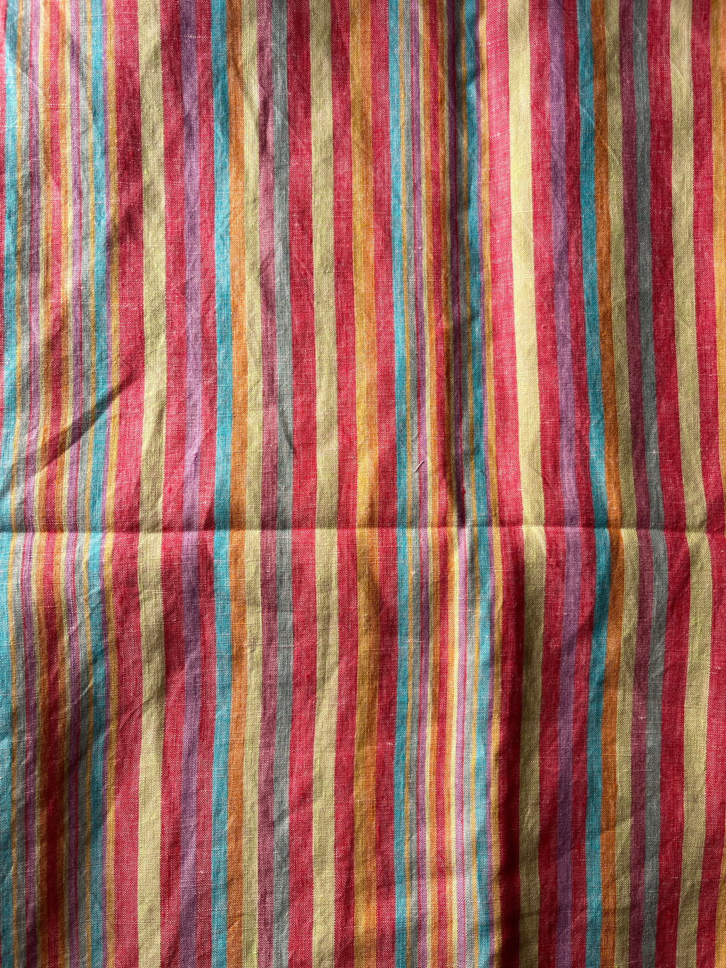 Multicoloured Linen Stripe - Pink