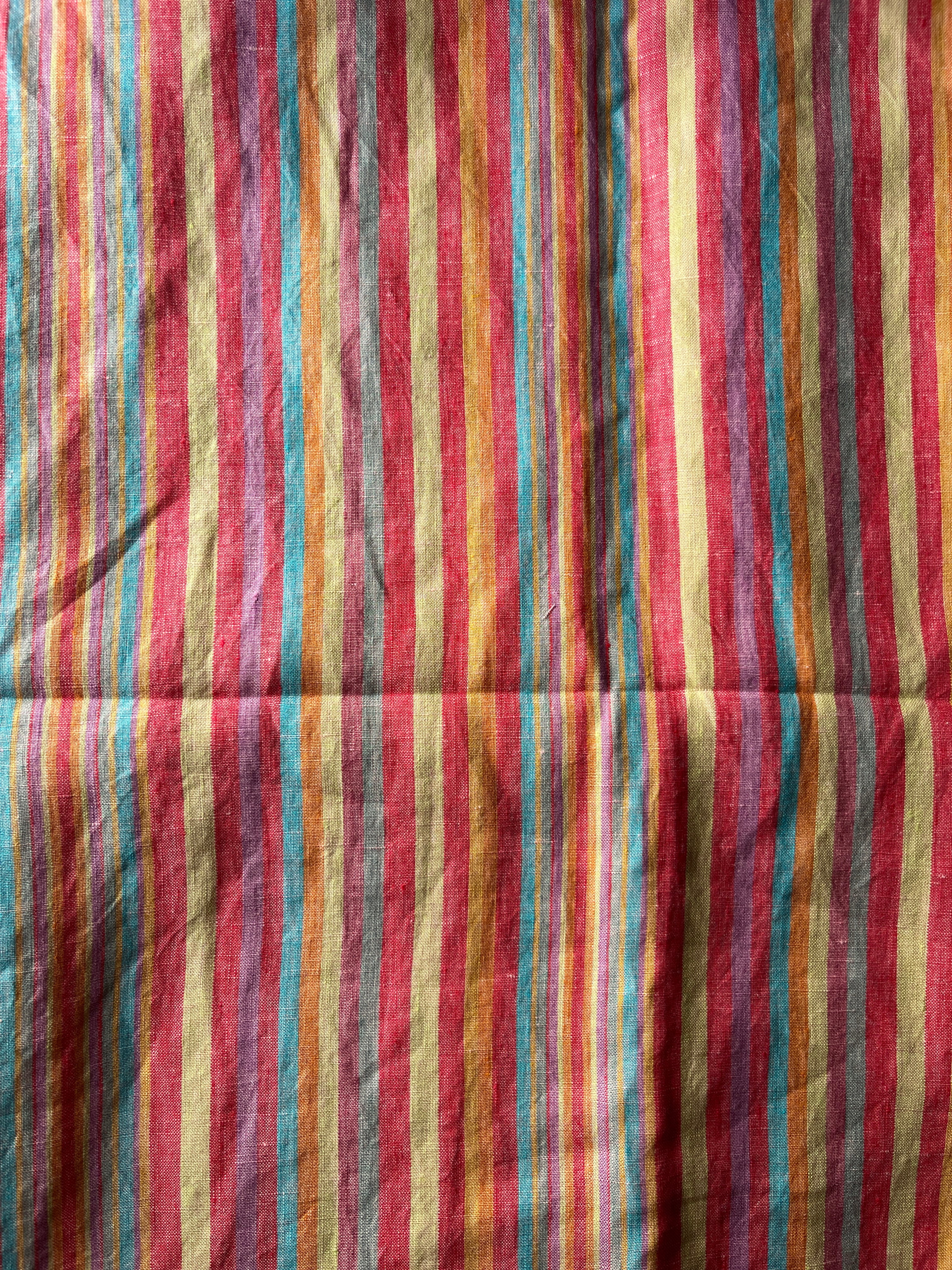 Multicoloured Linen Stripe - Pink