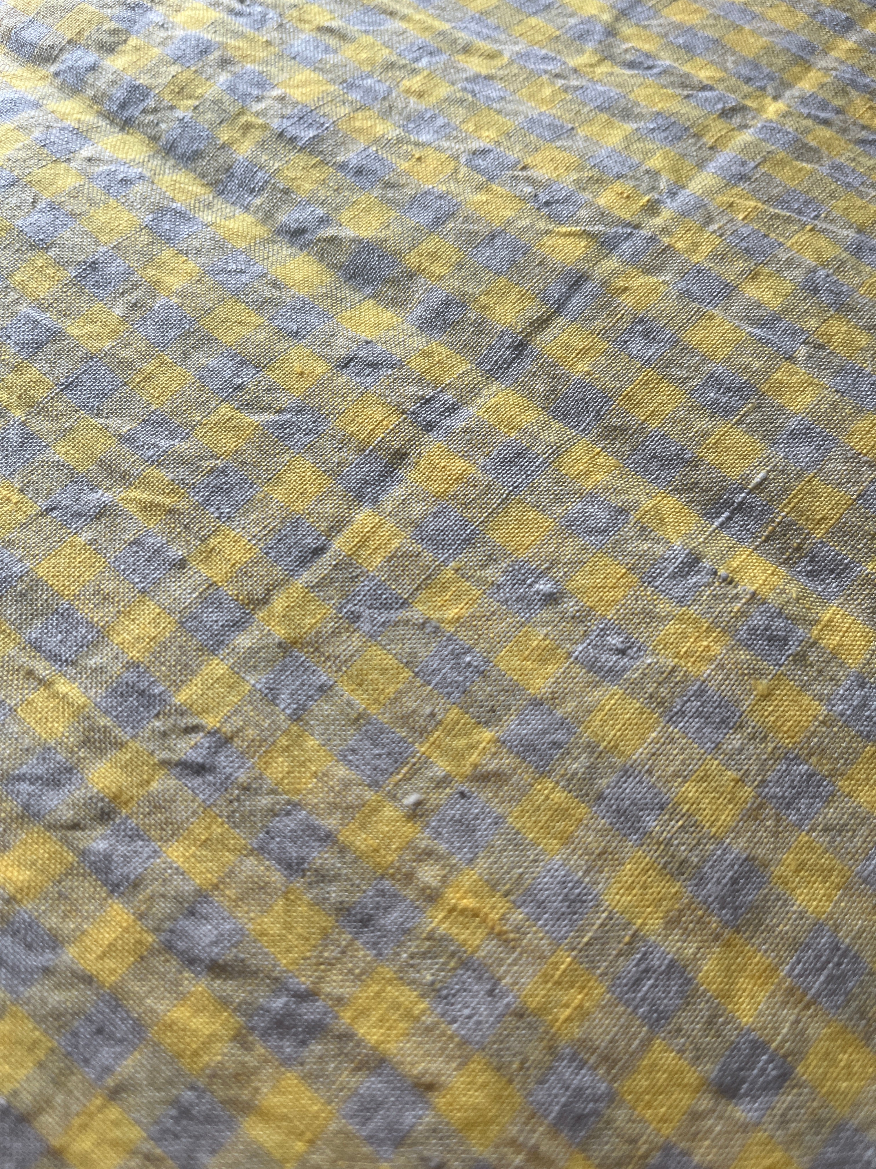 Yellow and Sand Gingham Linen