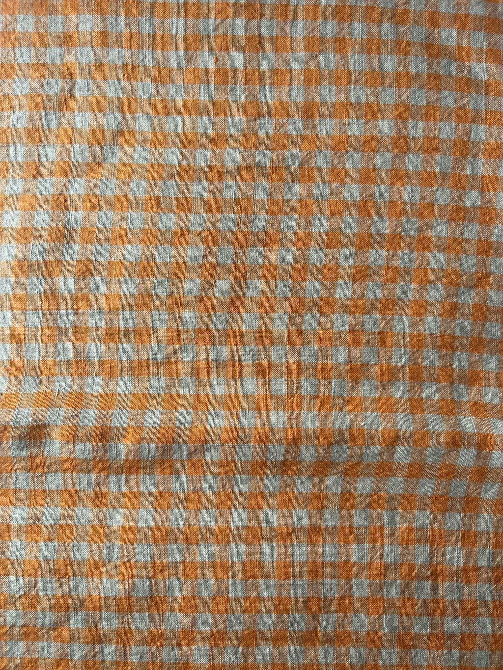 Orange and Sand Gingham Linen