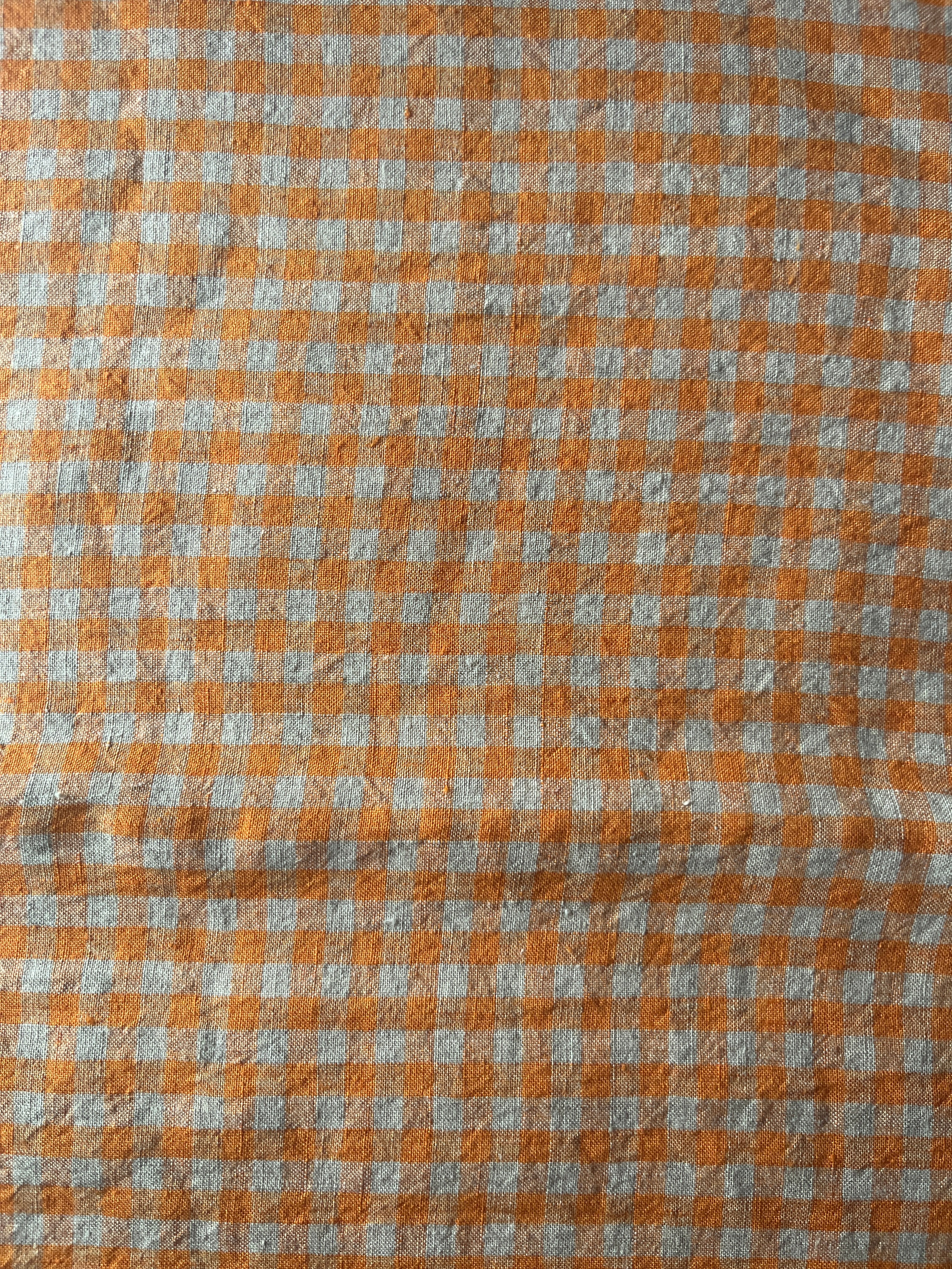 Orange and Sand Gingham Linen