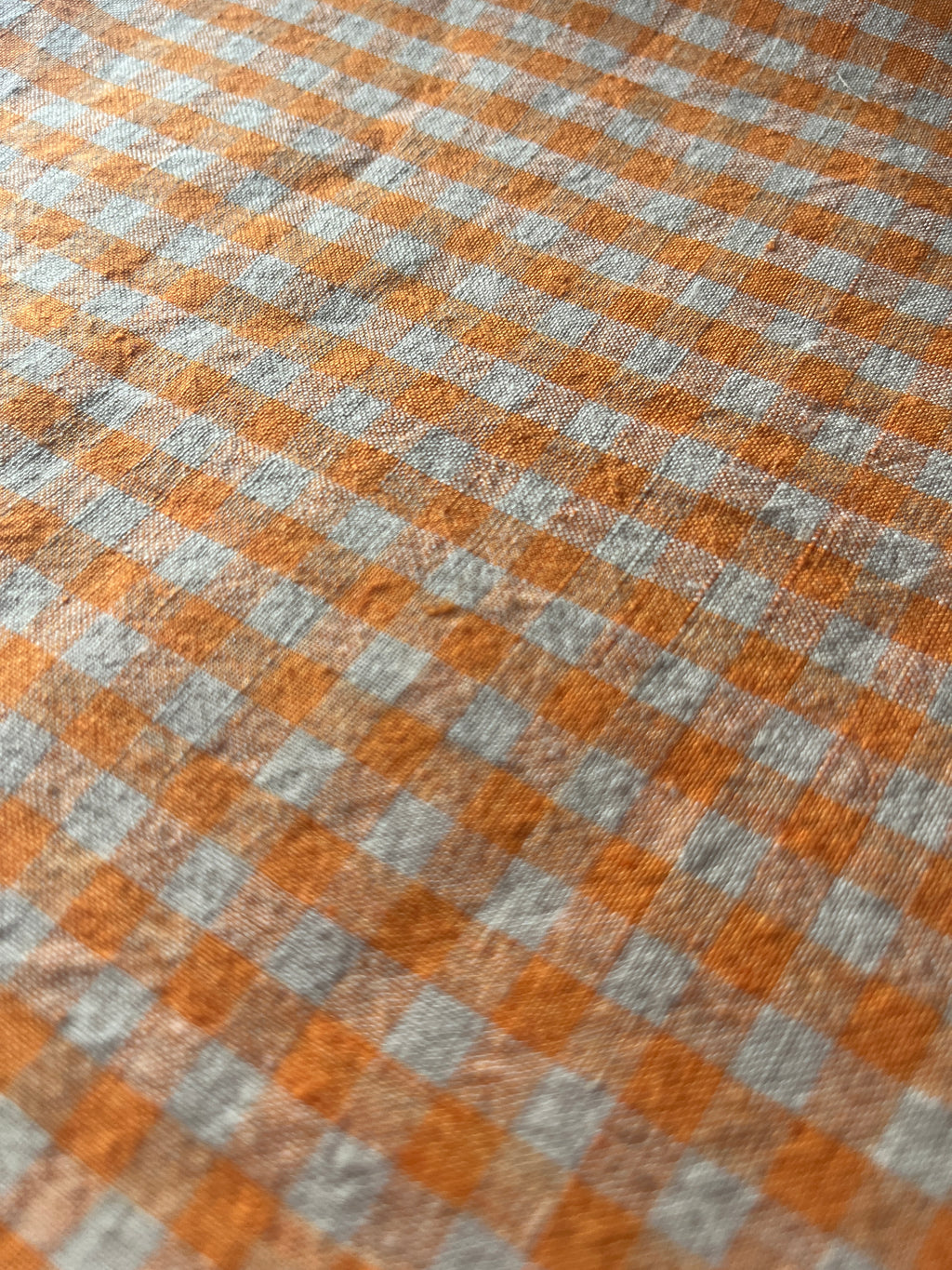 Orange and Sand Gingham Linen